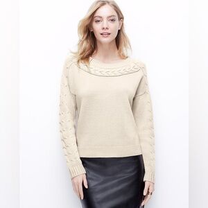 Ann Taylor Cream Cable Knit Sweater